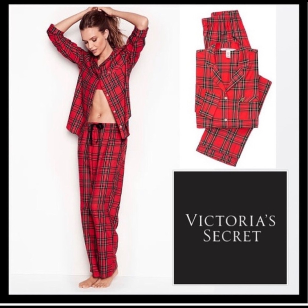 Victoria's Secret Red Plaid Flannel Pajama Set NWT
